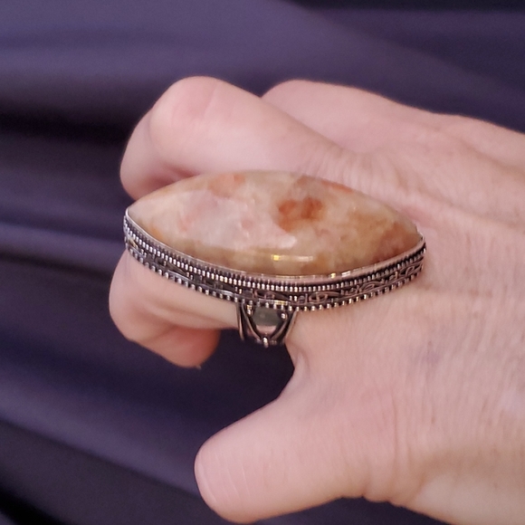 New Huge Sunstone 925 Silver Statement Ring. - Picture 4 of 14